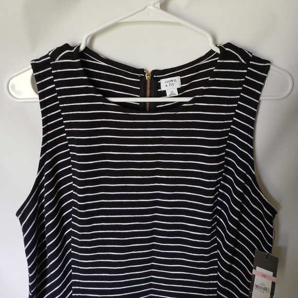 Crown & Ivy Dress Size 10 Color Black & White Striped - Picture 5 of 10